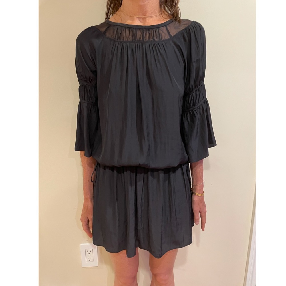 Ramy Brook Quarter Sleeve Black Silk Dress